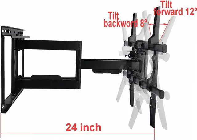 Alt view image 5 of 7 - VideoSecu 24 inch Extension Full Motion Swivel Articulating TV Wall Mount Bracket for Most 40"-90" LED LCD OLED UHD Plasma Flat Screen TV with VESA 684x400,600x400,400x400,200x200mm MW480B BCL