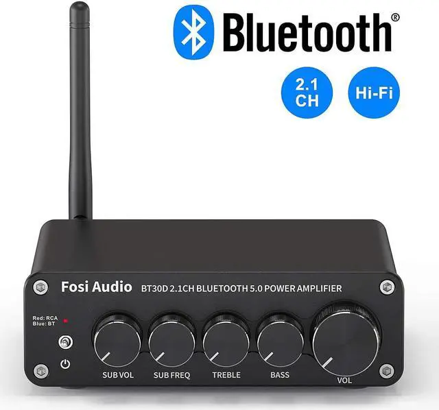 Main image of Fosi Audio BT30D Bluetooth 5.0 Stereo Audio Receiver Amplifier 2.1 Channel Mini Hi-Fi Class D Integrated Amp 50 Watt x2+100 Watt for Home Outdoor Passive Speakers/Subwoofer Powered Subwoofer