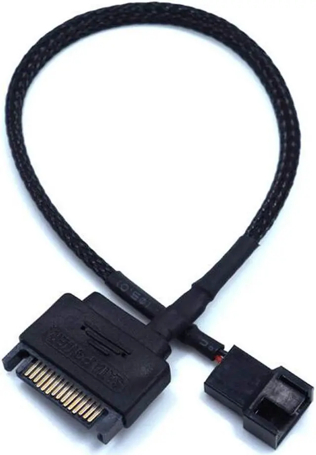 Main image of 2 Pack SATA to 3 Pin / 4 Pin PMW 12V PC Case Fan Power Adapter Cable, 3-Pin or 4-Pin (PWM Connector) to 15 Pin SATA Computer Cooler Cooling Fan Power Cable