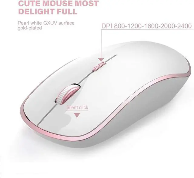 Alt view image 3 of 6 - Wireless Keyboard and Mouse Combo, Stylish Compact Full-Size Slim Keyboard and 2400 DPI Stream-line Optical Mouse for PC, Desktop, Computer, Notebook, Laptop, Windows XP/Vista/7/8/10 by JOYACCESS-Pink