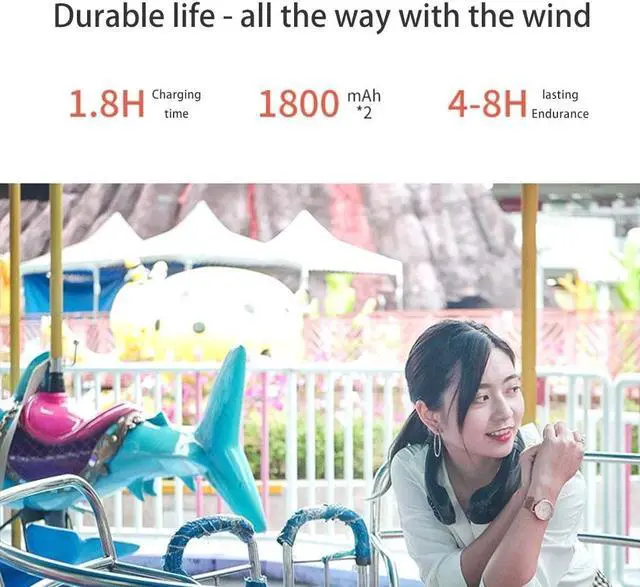 Alt view image 7 of 7 - Mini Portable USB Air Conditioner Fan, Hanging Neck Air Cooler Smart Sport USB Fan, Hanging Neck Cooler Physical Cooling, Travel Wearable Necklace Fan (Black)