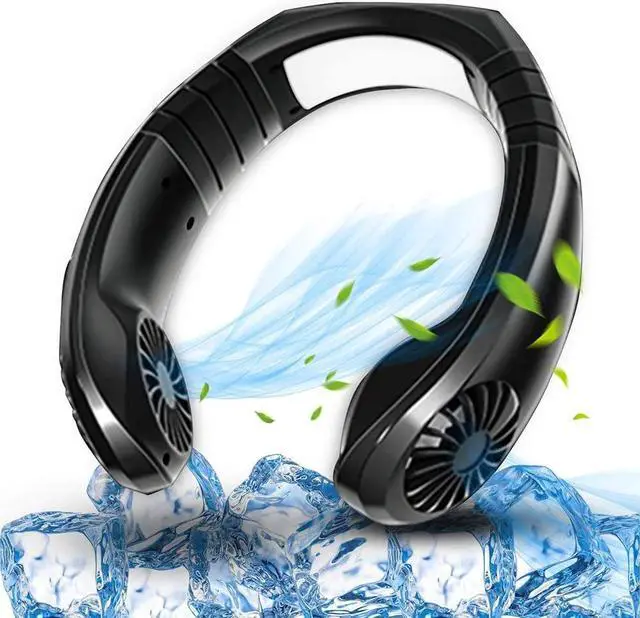 Main image of Mini Portable USB Air Conditioner Fan, Hanging Neck Air Cooler Smart Sport USB Fan, Hanging Neck Cooler Physical Cooling, Travel Wearable Necklace Fan (Black)