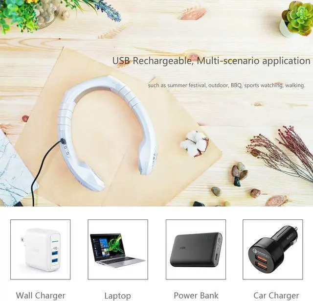 Alt view image 6 of 6 - Neck Fan Air Conditioner Portable Personal Neck Fan Air Conditioner Wearable Ac Battery Rechargeable Mini Personal Fan Cooling Bladeless Neck Fan for Women Men Ice Cooler Outdoor Neck Fan