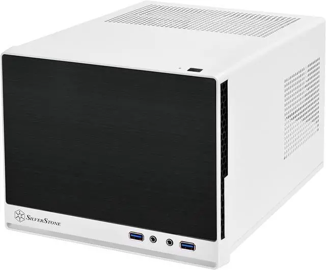Main image of SilverStone Technology Ultra Compact Mini-ITX Computer Case with Solid Front Panel White & Black (SST-SG13WB-Q-USA)