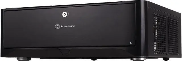 Main image of SilverStone Technology HTPC Case with Aluminum Front Panel Micro-ATX, 2X Hot-Swap Drive Bays, 3x120mm Golf Bladed Fan, USB 3.0 X2 in Black GD06B-USA