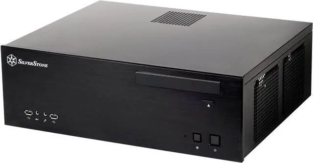 Main image of SilverStone Technology Aluminum Front Panel and SECC Body Micro ATX HTPC Computer Case with 2X USB3.0 Front Ports Cases in Black GD04B-3.0-USA