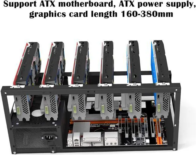 Alt view image 2 of 7 - Mhuan Stackable Mining Case Rack for 6/8 GPU Support Motherboard Power Supply Graphics Card Bracket Open Mining Rig Frame ETH/ETC/ZEC Ether Accessory Tools for Crypto Coin Bitcoin