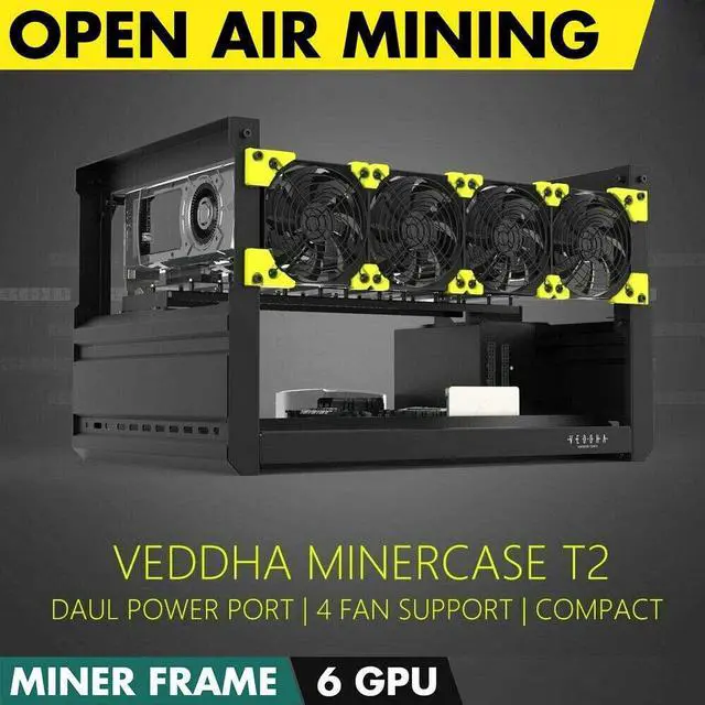 Alt view image 2 of 4 - Ethereum Mining Rig Frame 6 GPU with 4 Fans and 6 Adapter for Ethereum(ETH,ETC)/ZCash(ZEC)/Monero(XMR)/Bitcoin(BTC)/Siacoin(SC)(6GPU-T2+4Fans+6Adapter)