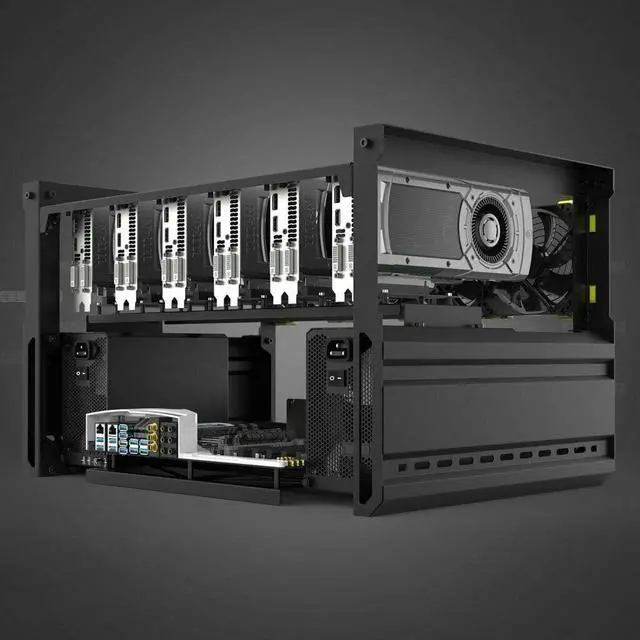 Alt view image 4 of 4 - Ethereum Mining Rig Frame 6 GPU with 4 Fans and 6 Adapter for Ethereum(ETH,ETC)/ZCash(ZEC)/Monero(XMR)/Bitcoin(BTC)/Siacoin(SC)(6GPU-T2+4Fans+6Adapter)
