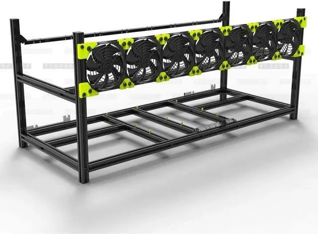 Alt view image 3 of 4 - Mining Rig Frame, 8 GPU Aluminum Stackable Open Air Mining Case Computer Frame Rig Ethereum Veddha (8 GPU)