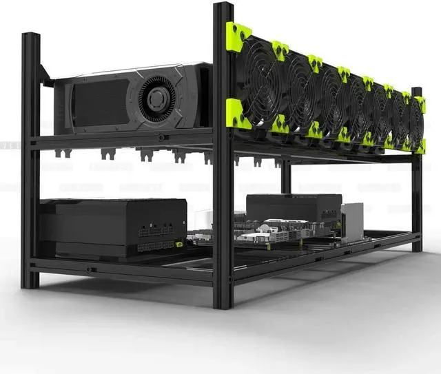 Alt view image 4 of 4 - Mining Rig Frame, 8 GPU Aluminum Stackable Open Air Mining Case Computer Frame Rig Ethereum Veddha (8 GPU)