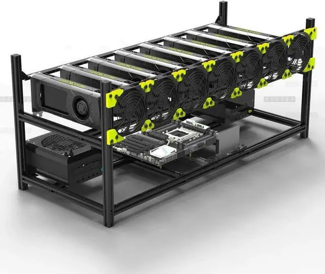 Alt view image 2 of 4 - Mining Rig Frame, 8 GPU Aluminum Stackable Open Air Mining Case Computer Frame Rig Ethereum Veddha (8 GPU)