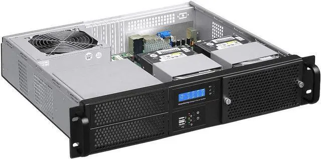 Alt view image 2 of 5 - PLINKUSA RACKBUY 2U(Fan LCD)(2x5.25+2X 3.5)(Micro-ATX/Mini ITX)(14.96" Deep) Rackmount Chassi (NO Power Supply, No Rail,No System and Case Only) IPC-G2220S