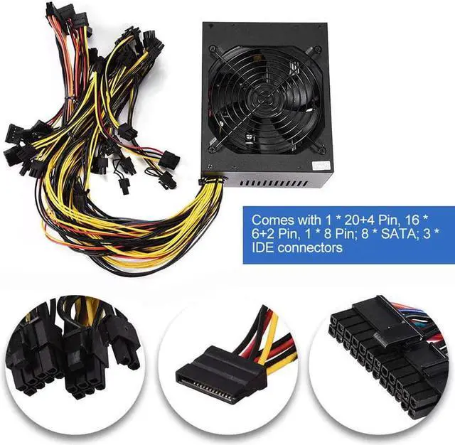 Alt view image 4 of 7 - 1800W 2000W Modular Mining Power Supply PSU for 8 GPU ETH Rig Ethereum Miner,1 Set x Power Supply