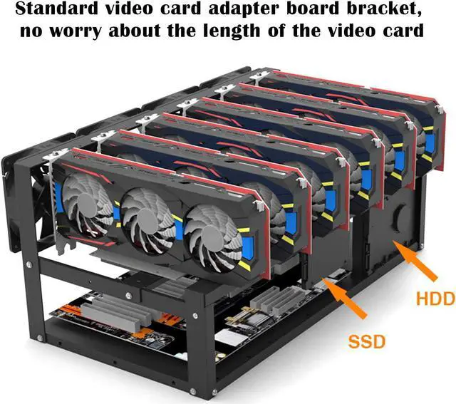 Alt view image 3 of 7 - Mhuan Stackable Mining Case Rack for 6/8 GPU Support Motherboard Power Supply Graphics Card Bracket Open Mining Rig Frame ETH/ETC/ZEC Ether Accessory Tools for Crypto Coin Bitcoin