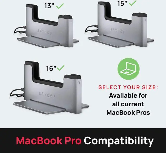 Alt view image 4 of 5 - Brydge Space-Saving Laptop Stand | Vertical Docking Station Compatible with 13-inch MacBook Pro with Touch Bar (2016-2021), 2 x Thunderbolt 3 Ports