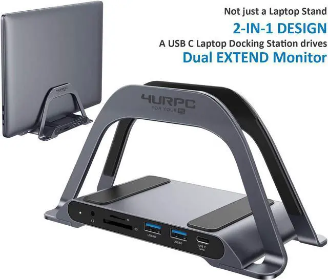 Alt view image 4 of 6 - USB C Laptop Docking Station Dual Monitor, 10-in-1 Dual HDMI Monitor USB C Dock Stand with 2 HDMI, 3 USB, SD/TF, USB C 87W Charging, RJ45 Ethernet, 3.5mm Audio, USB C Docking Station for USB C Laptops