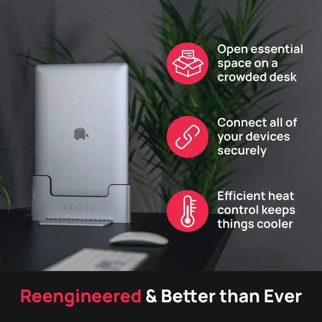 Alt view image 2 of 5 - Brydge Space-Saving Laptop Stand | Vertical Docking Station Compatible with 13-inch MacBook Pro with Touch Bar (2016-2021), 2 x Thunderbolt 3 Ports