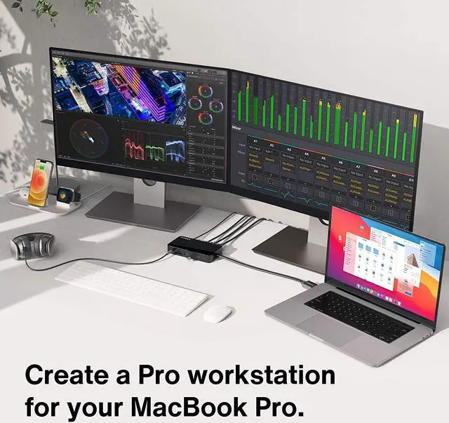 Alt view image 2 of 7 - iVANKY USB C Docking Station with 180W Power Adapter for MacBook Pro, 12-in-2 Triple 4K Display Powered Dock for MacBook Pro&Air with 2 HDMI, SD/TF, 6 USB 3.0 Ports, Gigabit Ethernet, 3.5mm Audio