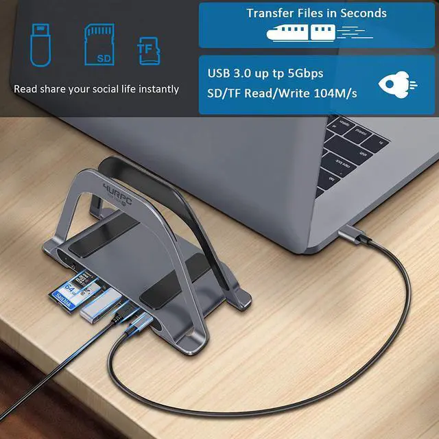 Alt view image 3 of 6 - USB C Laptop Docking Station Dual Monitor, 10-in-1 Dual HDMI Monitor USB C Dock Stand with 2 HDMI, 3 USB, SD/TF, USB C 87W Charging, RJ45 Ethernet, 3.5mm Audio, USB C Docking Station for USB C Laptops