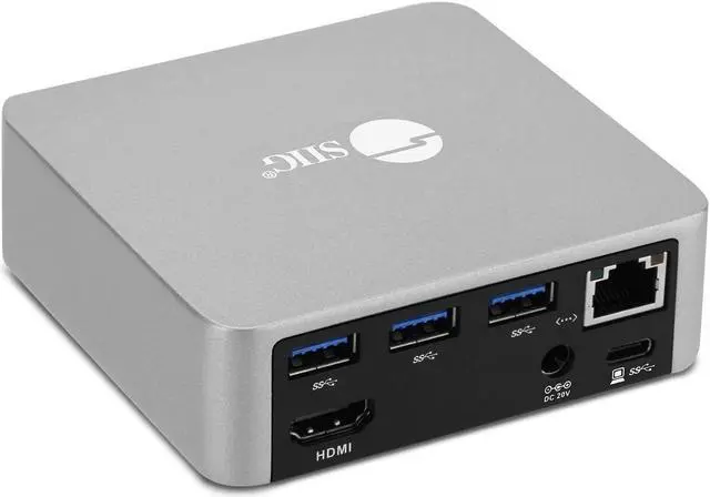 Main image of SIIG USB-C Mini Docking Station with HDMI 4K@30Hz, Gigabit Ethernet, 4X USB 3.0 Ports, Power Delivery - 85W Laptop Charging Type-C Dock (Thunderbolt 3 Compatible for Macbooks/Windows/Chromebooks)