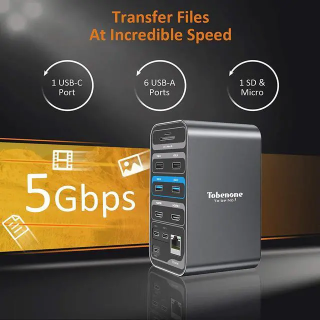 Alt view image 3 of 7 - USB C Docking Station Dual Monitor for MacBook Pro, 15 in 1 USB C Laptop Docking Station Dual Monitor HDMI for MacBook Pro Air with 2 4K HDMI Display, 6 USB A,USB C, SD&Micro SD,LAN, 87W PD 3.0