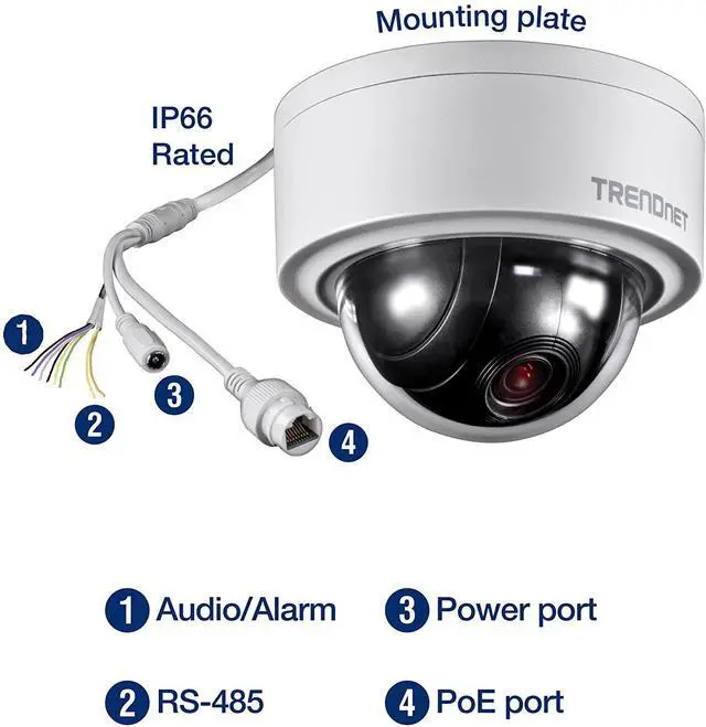 Alt view image 2 of 7 - TRENDnet Indoor/Outdoor 3MP Motorized PTZ Dome Network Camera, 4X Optical Zoom, 16x Digital Zoom, Autofocus, IP66 Housing, Free iOS and Android Mobile apps, ONVIF Profile S, TV-IP420P