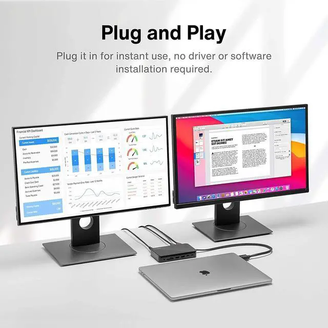 Alt view image 4 of 7 - iVANKY USB C Docking Station with 180W Power Adapter for MacBook Pro, 12-in-2 Triple 4K Display Powered Dock for MacBook Pro&Air with 2 HDMI, SD/TF, 6 USB 3.0 Ports, Gigabit Ethernet, 3.5mm Audio