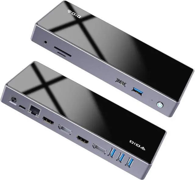 Main image of USB C Docking Station,GIQ 15in1 USB 3.0 C to Single 5K Dual 4K@60hz HDMI Displayport Output,USB 3.0 Ports,1G Gigabit Ethernet,Card Reader,Compatible with Windows/Vista/Android/Ubuntu/MAC OS,Chrome OS