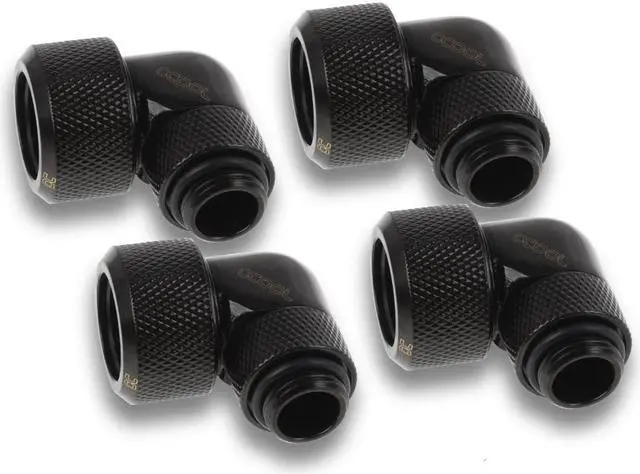 Main image of Alphacool Eiszapfen 16mm HardTube Compression Fitting 90 Rotary G1/4 for Acryl/Brass Tubes - Black