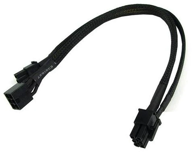 Alt view image 7 of 7 - PCI-E power adaptor 6pin -> 8pin PCI-E (or 6pin + 2) 30cm - black