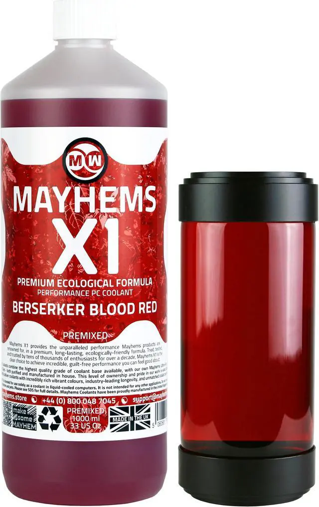 Main image of Mayhems - PC Coolant - X1 Premix - Eco Friendly Series | 1 Liter - Berserker Blood Red (MX1P1LBR)