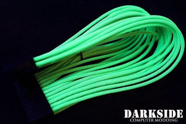 Alt view image 5 of 6 - Darkside 24-Pin ATX 12" (30cm) HSL Single Braid Extension Cable - Green UV (DS-0239)