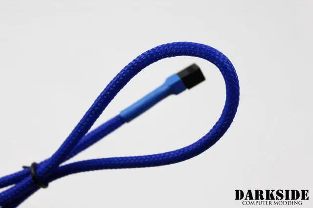 Alt view image 3 of 5 - Darkside 3-Pin 30cm (12") M/F Fan Sleeved Cable - Dark Blue UV (DS-0244)