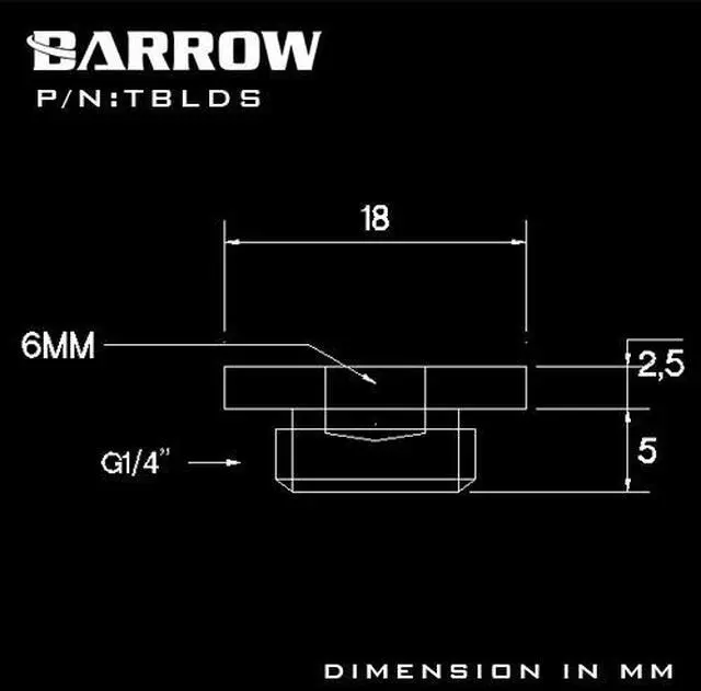Alt view image 5 of 6 - Barrow G1/4" Ultra Low Profile Hex Stop / Plug Fitting - Silver (TBLDS-Silver)