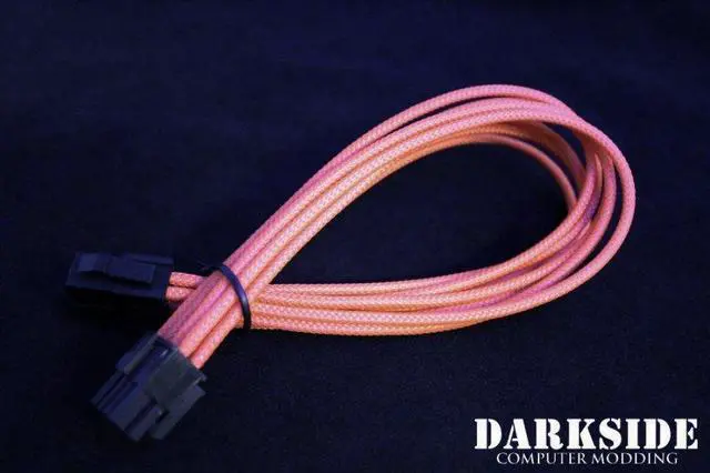 Alt view image 4 of 5 - Darkside 4+4 EPS 12" (30cm) HSL Single Braid Extension Cable - Orange UV, 4+4-Pin CPU (DS-0232)
