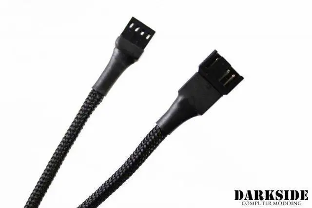 Alt view image 3 of 3 - Darkside 4-Pin 30cm (12") M/F PWM Fan Sleeved Cable - Jet Black (DS-0521)