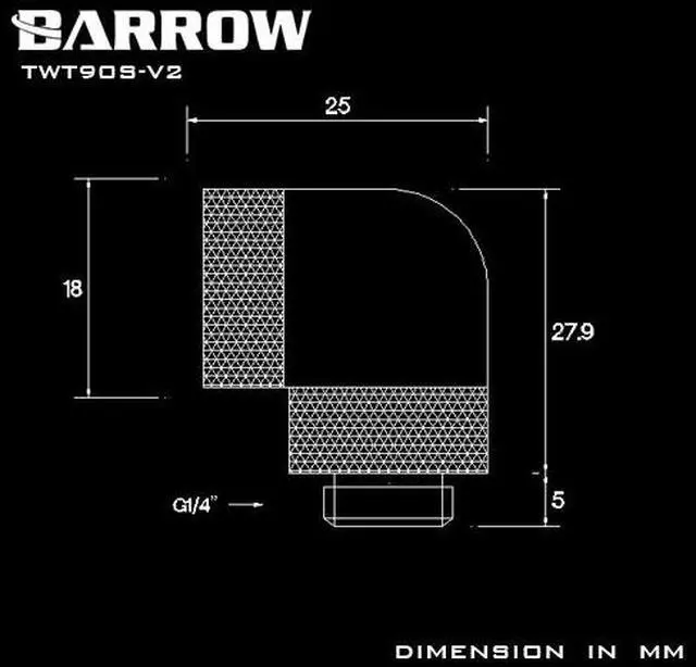 Alt view image 4 of 7 - Barrow G1/4" 90 Degree Dual Rotary Adaptor Fitting - Silver (TWT90S-V2-Silver)