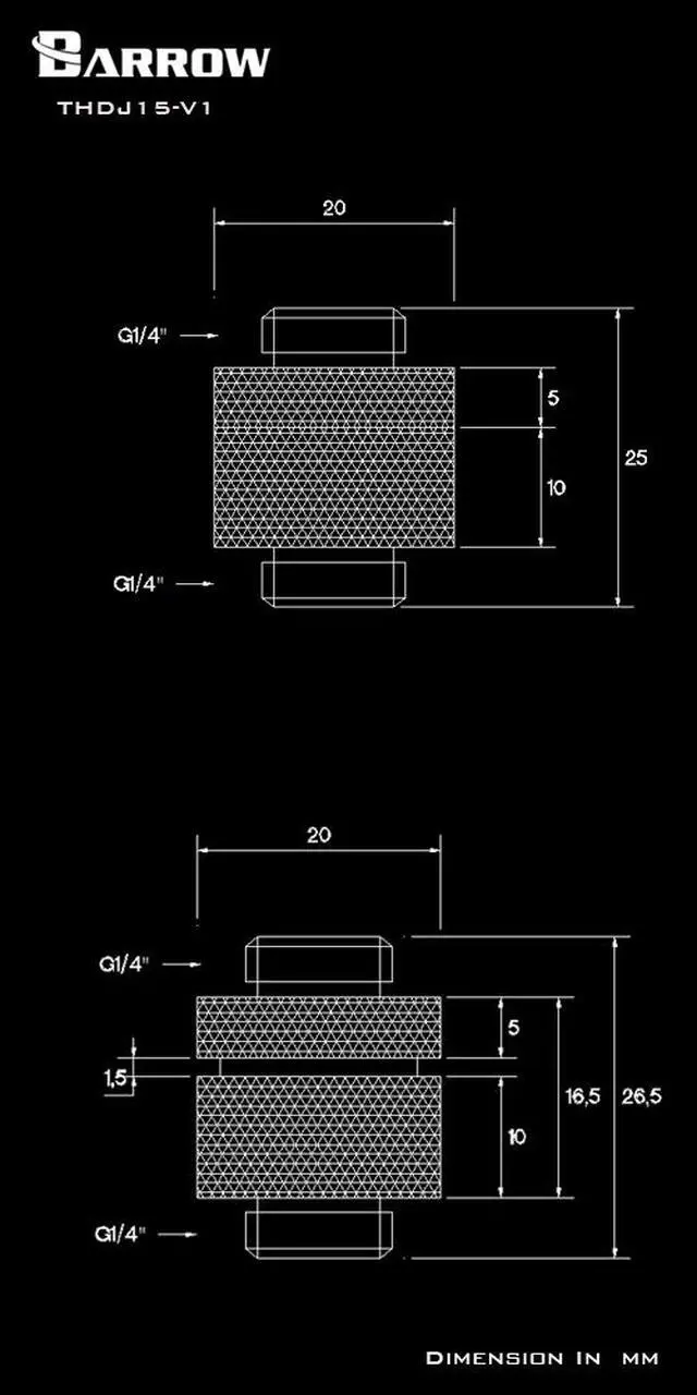 Alt view image 7 of 10 - Barrow G1/4" Male to Male D-Plug Fitting, 15mm, Black