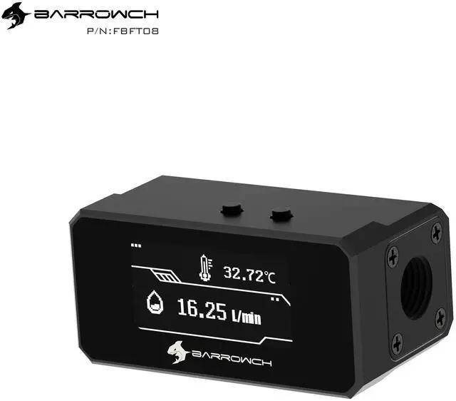 Alt view image 4 of 7 - Barrowch G1/4" OLED Display Water Temperature Sensor & Flow Meter w/ 3-Pin Shutdown - Black (FBFT08)