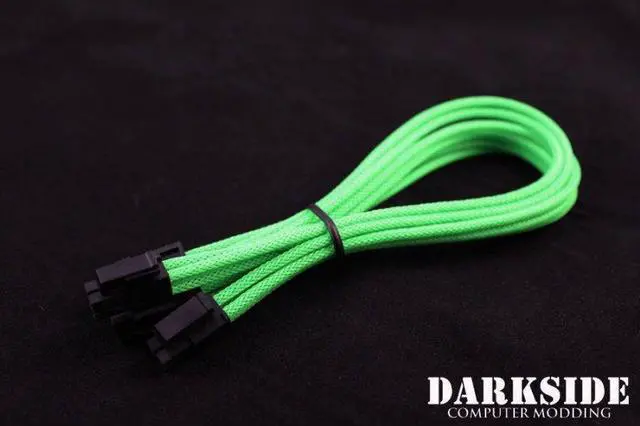 Alt view image 6 of 6 - Darkside 4+4 EPS 12" (30cm) HSL Single Braid Extension Cable - Green UV, 4+4-Pin CPU (DS-0230)