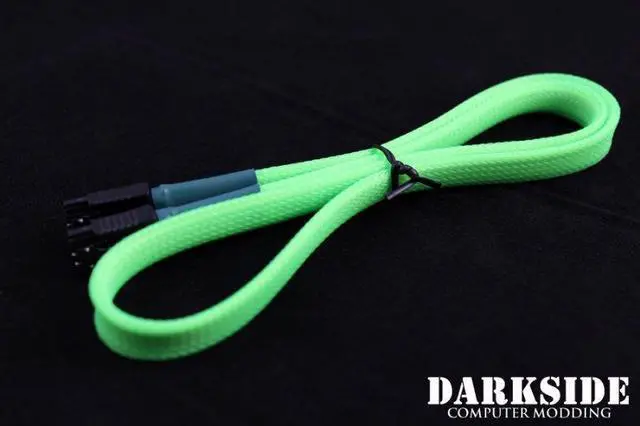 Alt view image 4 of 5 - Darkside 60cm (24") SATA 3.0 180° to 180° Data Cable with Latch - UV Green (DS-0166)