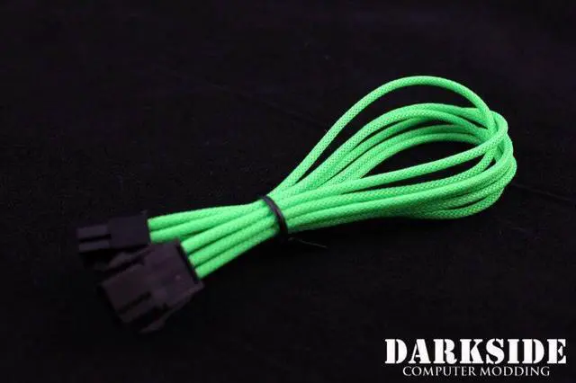 Alt view image 5 of 6 - Darkside 6-Pin PCI-E 12" (30cm) HSL Single Braid Extension Cable - Green UV (DS-0234)