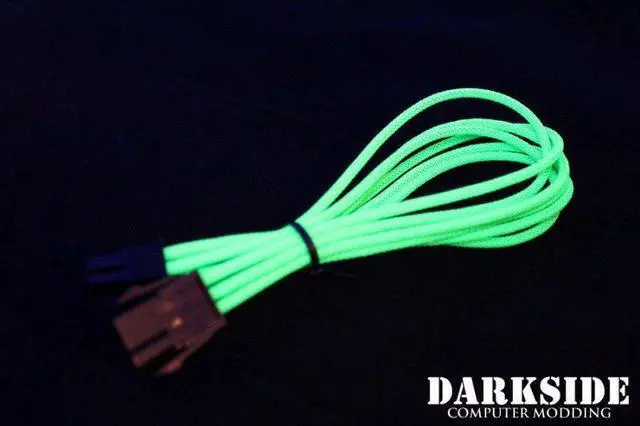 Alt view image 6 of 6 - Darkside 6-Pin PCI-E 12" (30cm) HSL Single Braid Extension Cable - Green UV (DS-0234)