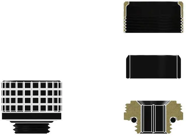 Alt view image 3 of 7 - Thermal Grizzly DeltaMate 16mm HardTube Compression Fitting - HT16 - Black - 6 Pack, G1/4, Brass (TG-DM-FIT-6002)