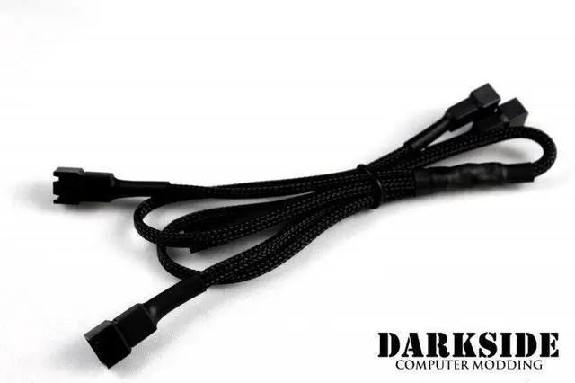 Alt view image 3 of 5 - Darkside 3-Pin Dual Push-Pull Radiator Fan Power Y-Cable Splitter (4x Fans) - Jet Black, 40cm (DS-0099)