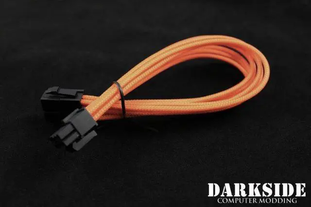 Alt view image 5 of 5 - Darkside 4+4 EPS 12" (30cm) HSL Single Braid Extension Cable - Orange UV, 4+4-Pin CPU (DS-0232)