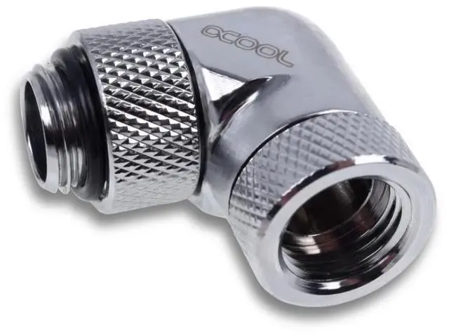 Alt view image 2 of 8 - Alphacool Eiszapfen Angled Adaptor 90 G1/4 OT to G1/4 IT - Chrome - Four Pack (17617)