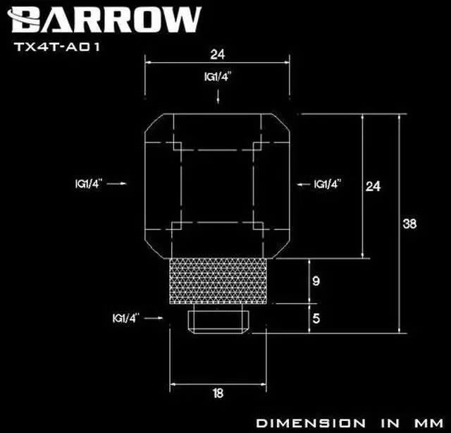 Alt view image 5 of 7 - Barrow G1/4" 4-way Ball Fitting, Rotary, Black