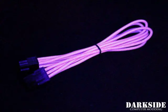 Alt view image 5 of 5 - Darkside 6-Pin PCI-E 12" (30cm) HSL Single Braid Extension Cable - Purple UV (DS-0499)